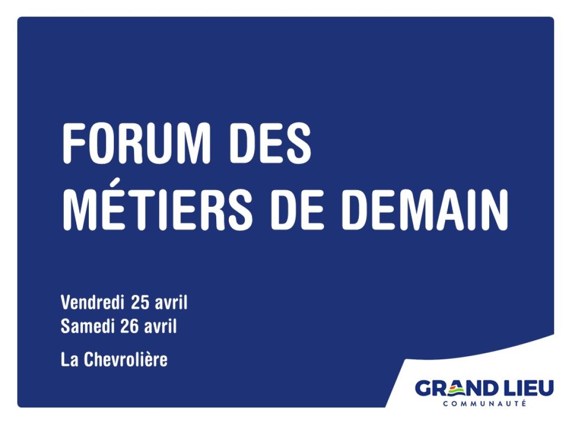 fond bleu avec écrit forum métiers de demain